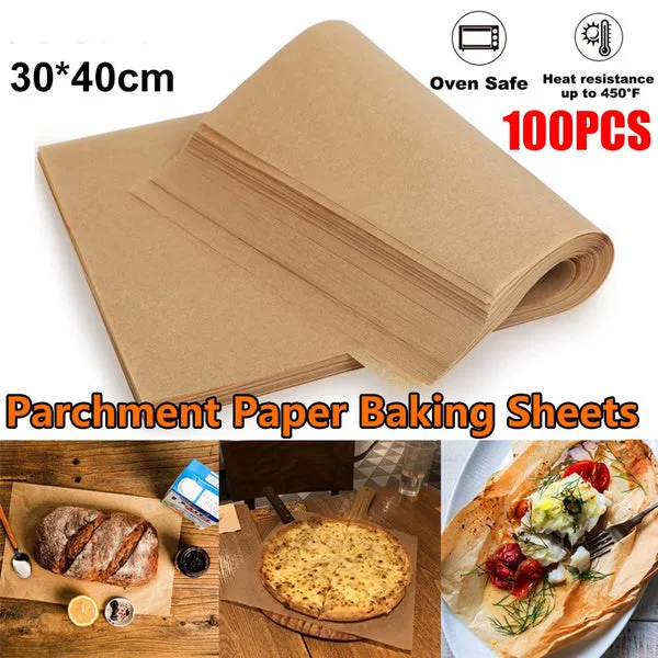 100-Piece: Parchment Baking Paper Disposable Mats