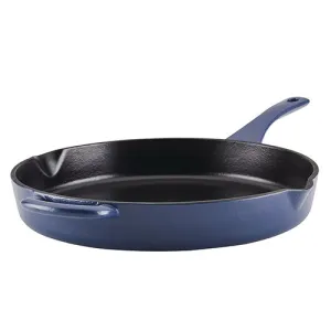 12" Enamel Cast Iron Fry Pan Anchor Blue