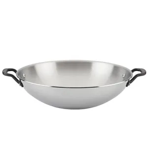 15" Stainless Steel 5-Ply Clad Wok