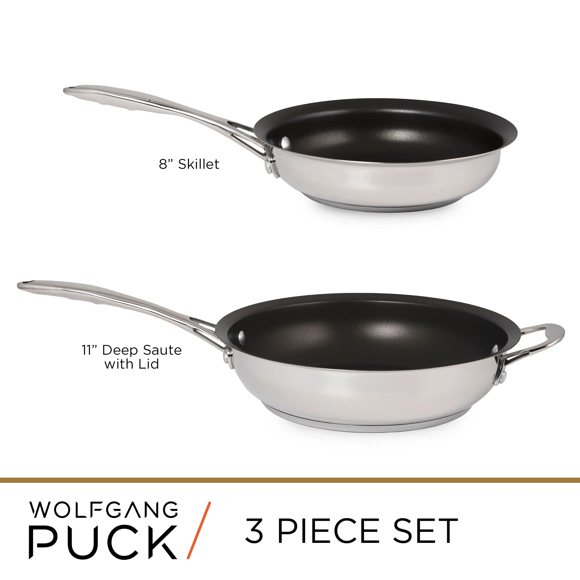 3-Piece Stainless Steel Skillet Set