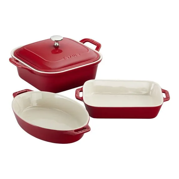 4-pc, Mixed Baking Dish Set, cherry