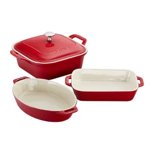 4pc Ceramic Baking Dish Set, Cherry