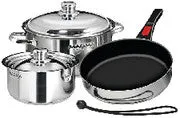 7-PIECE PROFESSIONAL SERIES "NESTING" STAINLESS STEEL NON-STICK COOKWARE