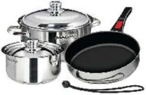 7-PIECE PROFESSIONAL SERIES "NESTING" STAINLESS STEEL NON-STICK COOKWARE