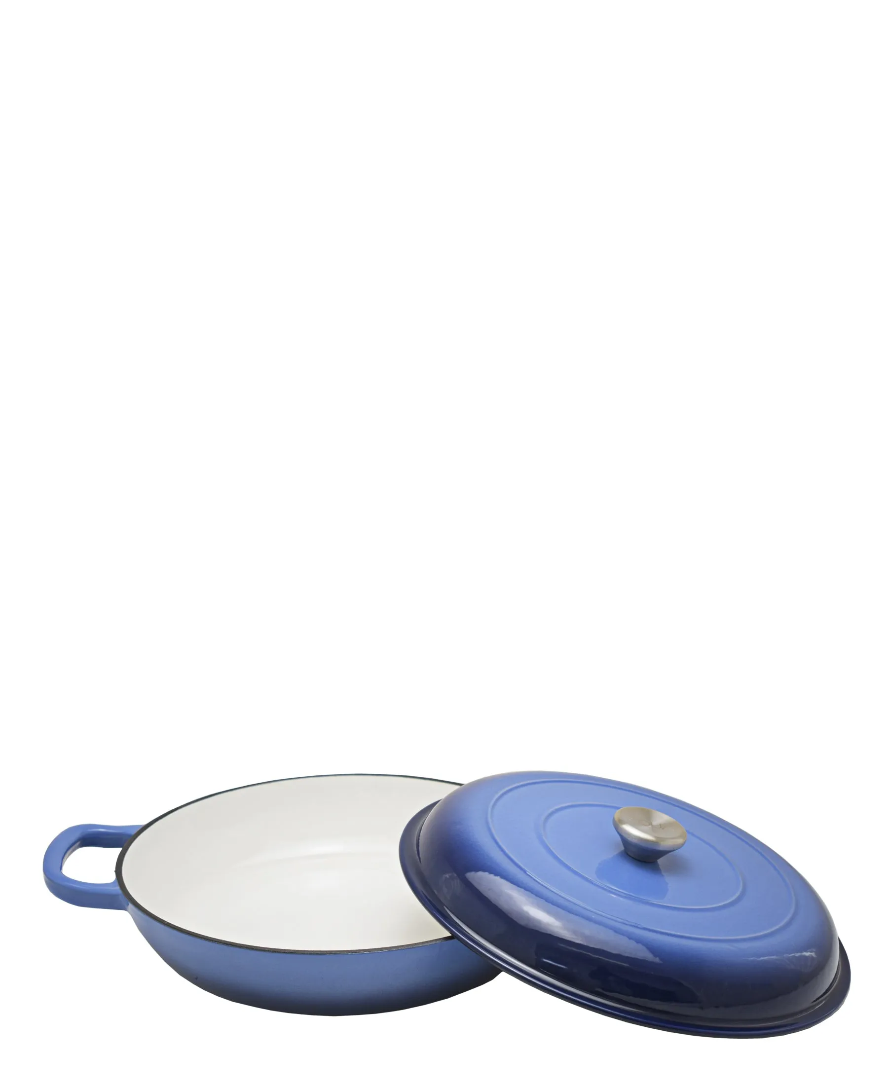 Aqua Enamel Cast Iron Low Casserole 3.5L - Blue