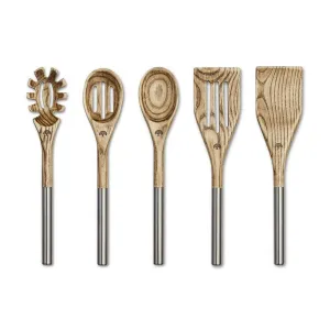 Barbary & Oak Ash Wood Hoxton Utensil Set With Holder (Set of 5)