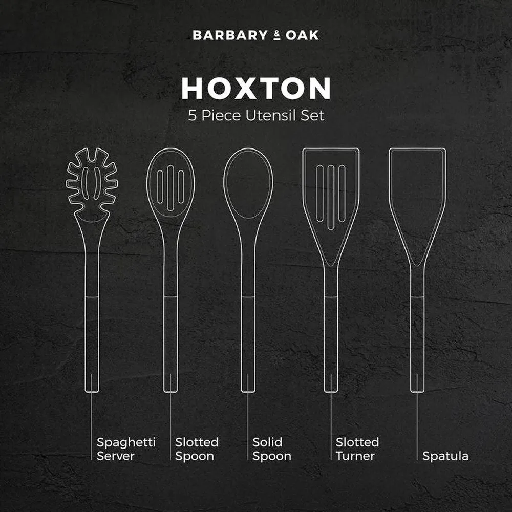 Barbary & Oak Ash Wood Hoxton Utensil Set With Holder (Set of 5)