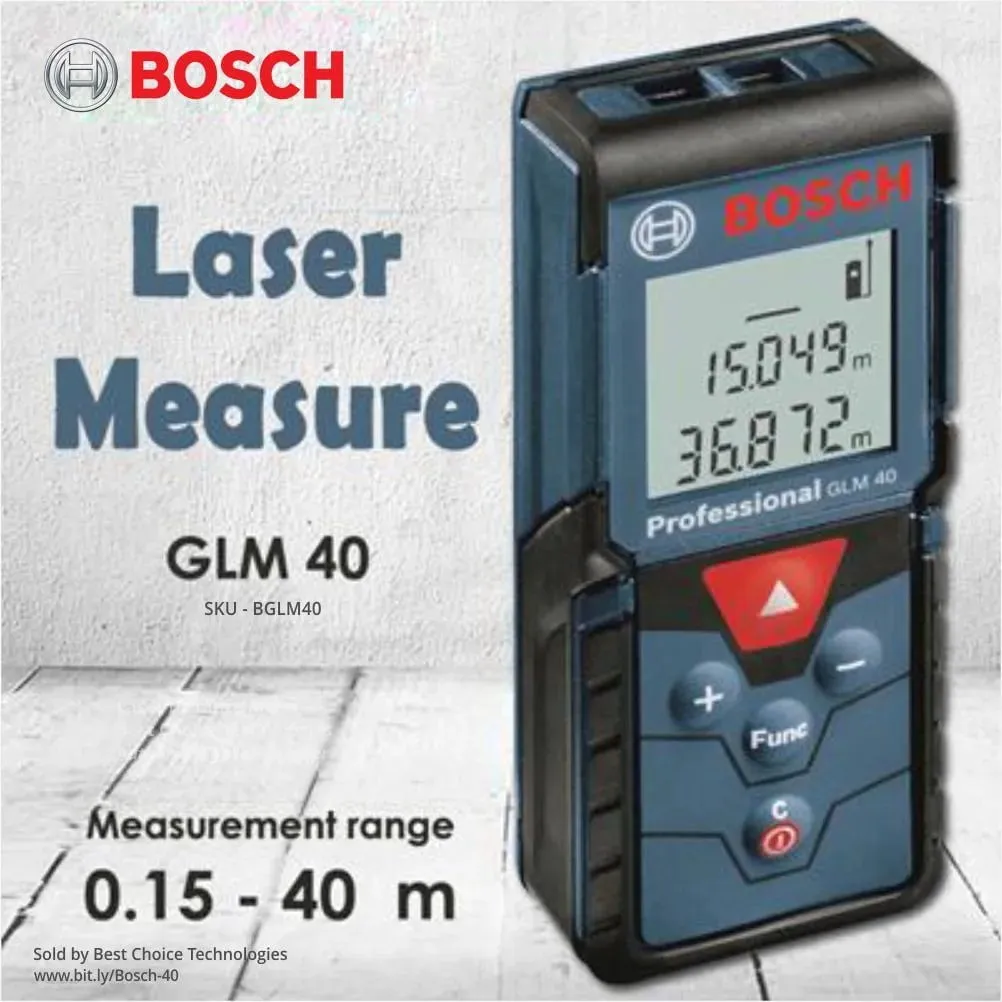 Bosch GLM 40 Laser Distance Meter (40M Range)