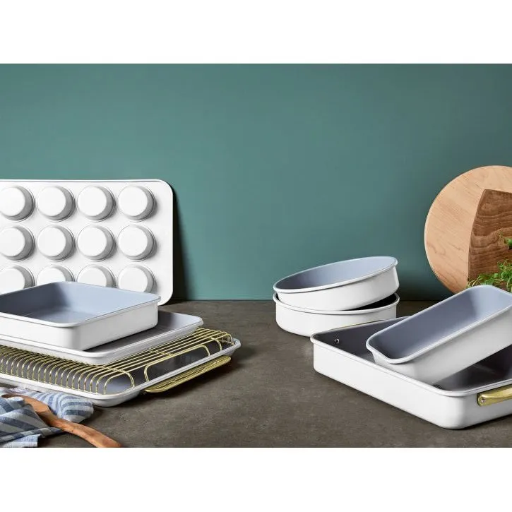 Caraway Complete Bakeware Set in White with Gold Accents