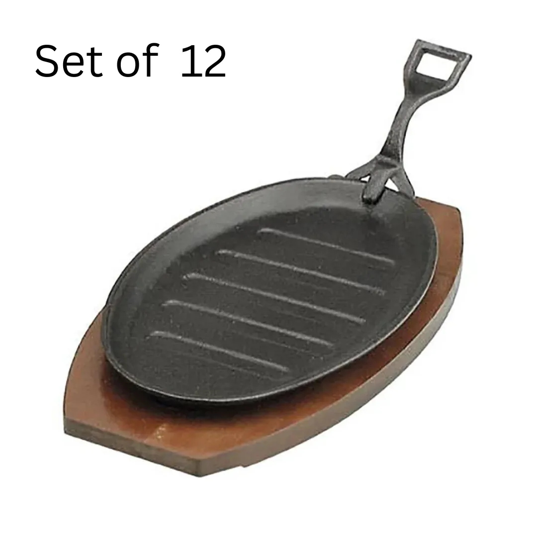 CHEF INOX STEAK SIZZLER w/HDL BLK CAST IRON 290x180mm (Set of 12 )