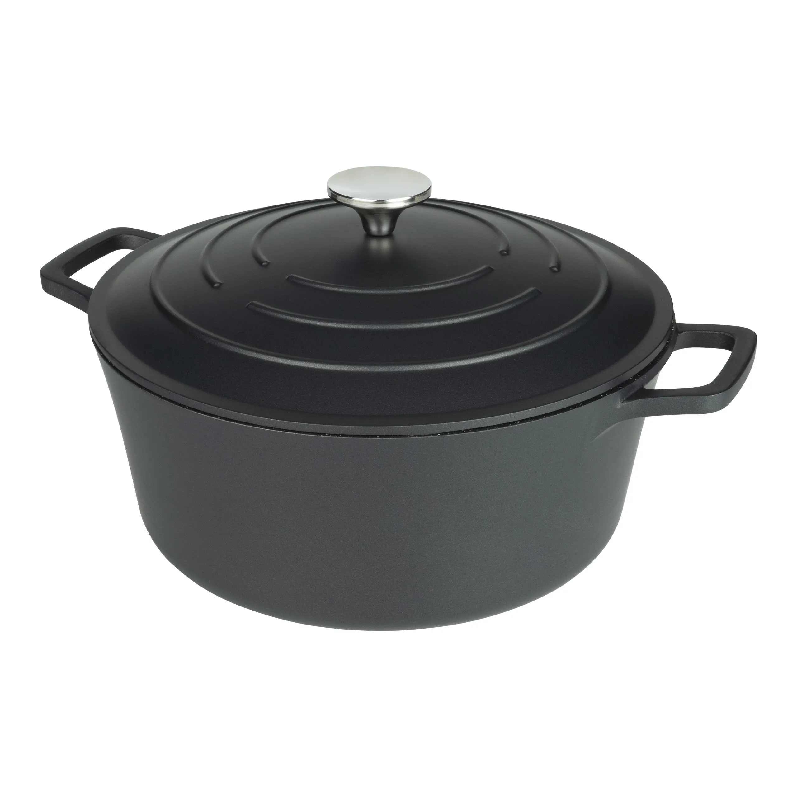 Commichef Cast Aluminium 28cm Round Casserole - Black