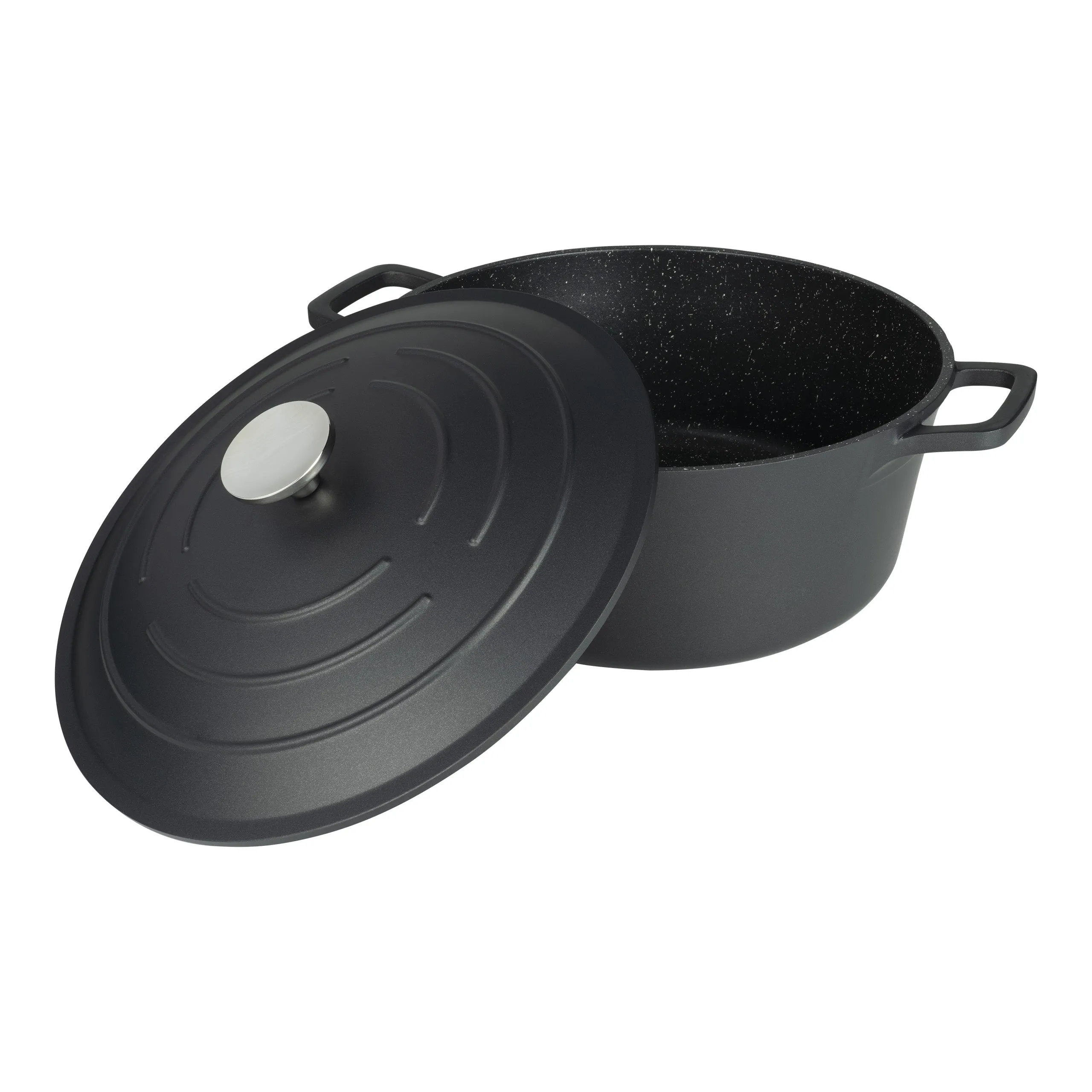 Commichef Cast Aluminium 28cm Round Casserole - Black