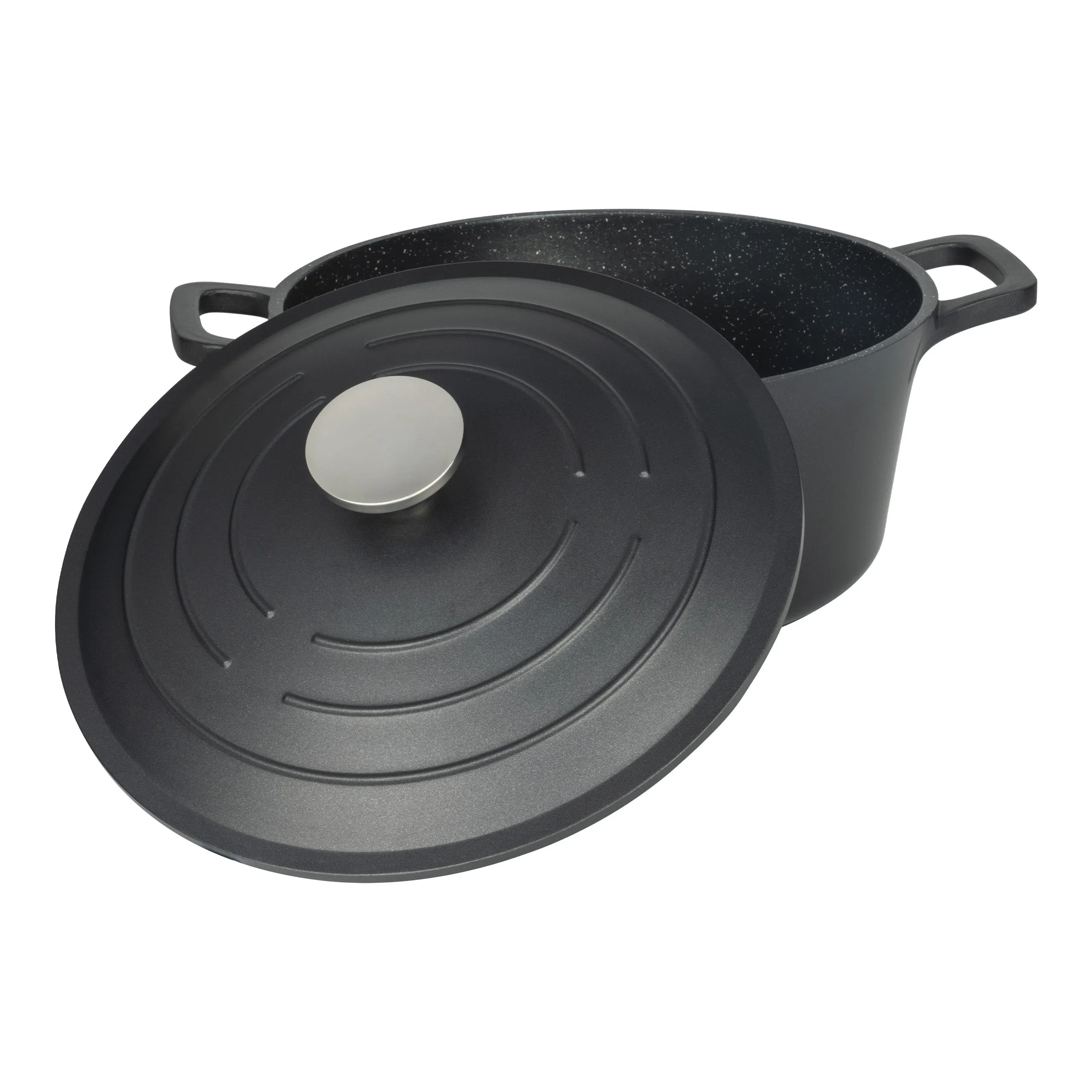 Commichef Cast Aluminium 28cm Round Casserole - Black