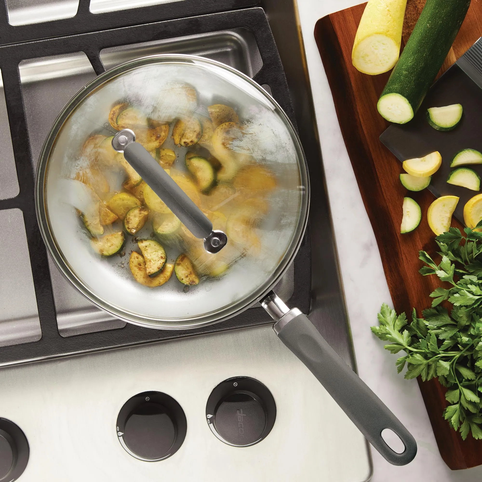 Create Delicious 9.5" Hard Anodized Nonstick Induction Covered Deep Skillet