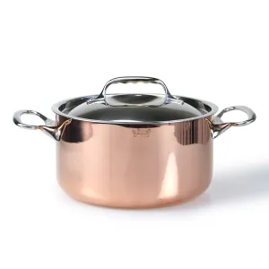 De Buyer Inocuivre Stew Pan with Stainless Steel Handles and Lid 20cm