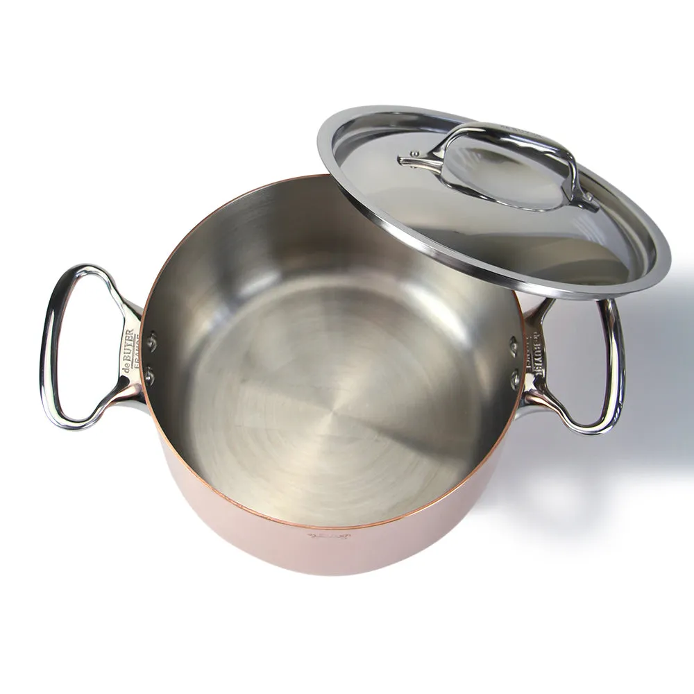 De Buyer Inocuivre Stew Pan with Stainless Steel Handles and Lid 20cm