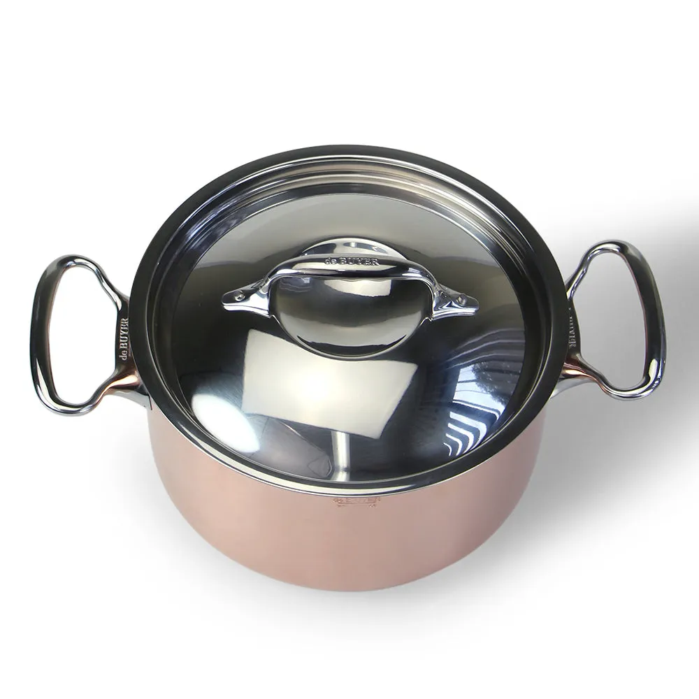 De Buyer Inocuivre Stew Pan with Stainless Steel Handles and Lid 20cm