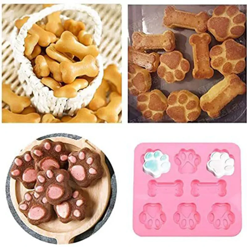 Dog Footprint Silicone Mold Cake Molds Bone Cookie Cutter Fondant 3D DIY Cat Paw Silicone Bakeware Molds Baking Accessories