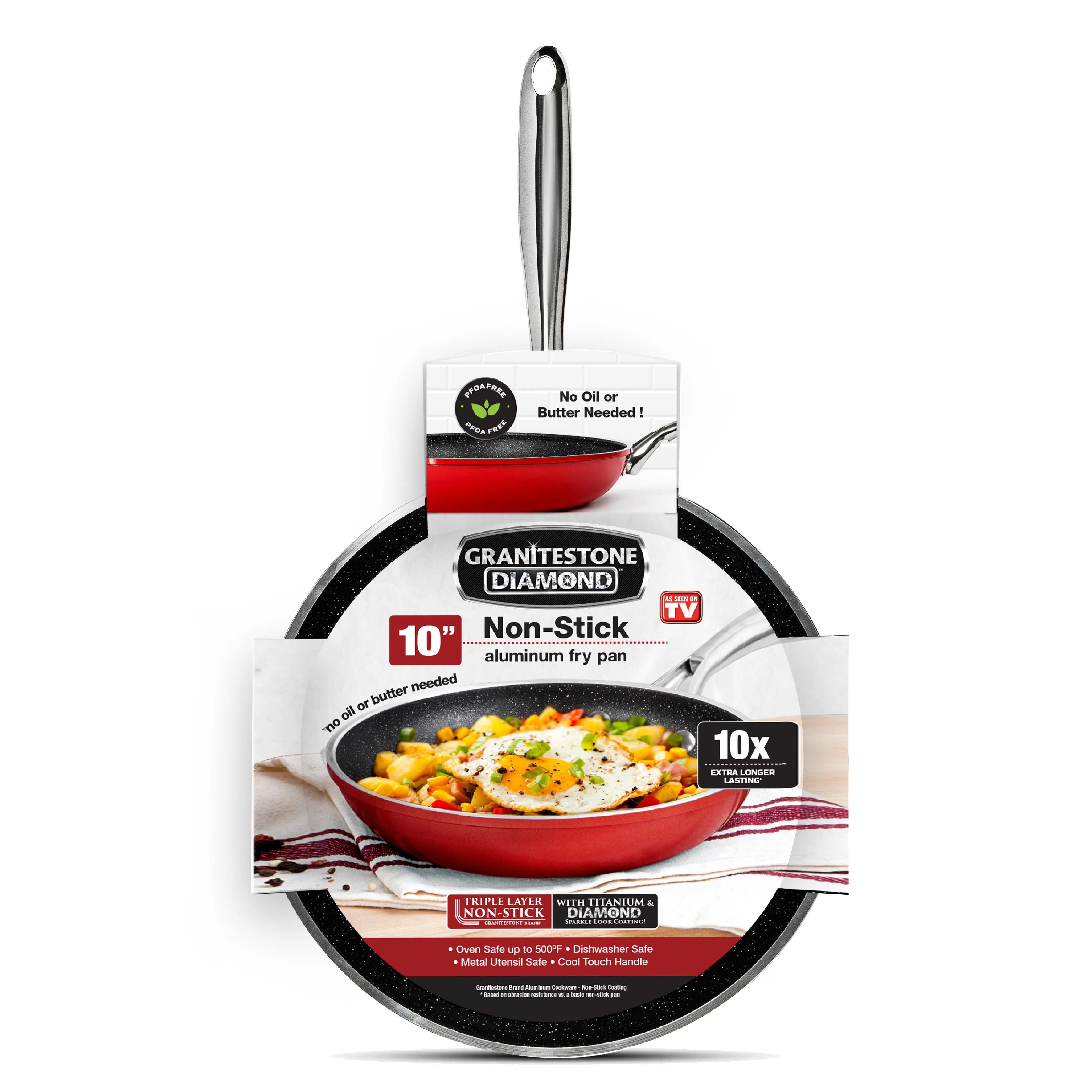 Granitestone 10" Non-Stick Round Fry Pan with titanium and diamond-infused coating