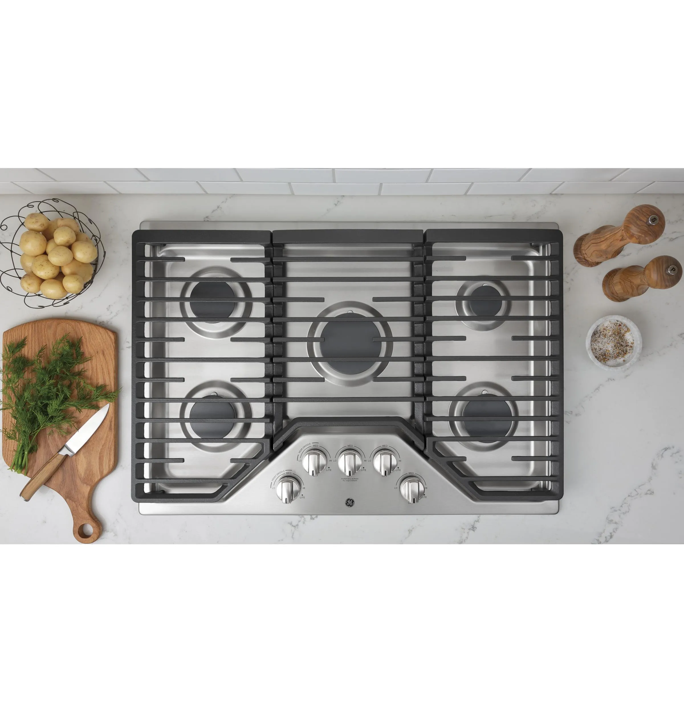 JGP5030SLSS GE® 30" Built-In Gas Cooktop with 5 Burners and Dishwasher Safe Grates