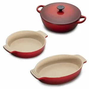 Le Creuset Cast Iron and Stoneware Set Cerise (DISC)