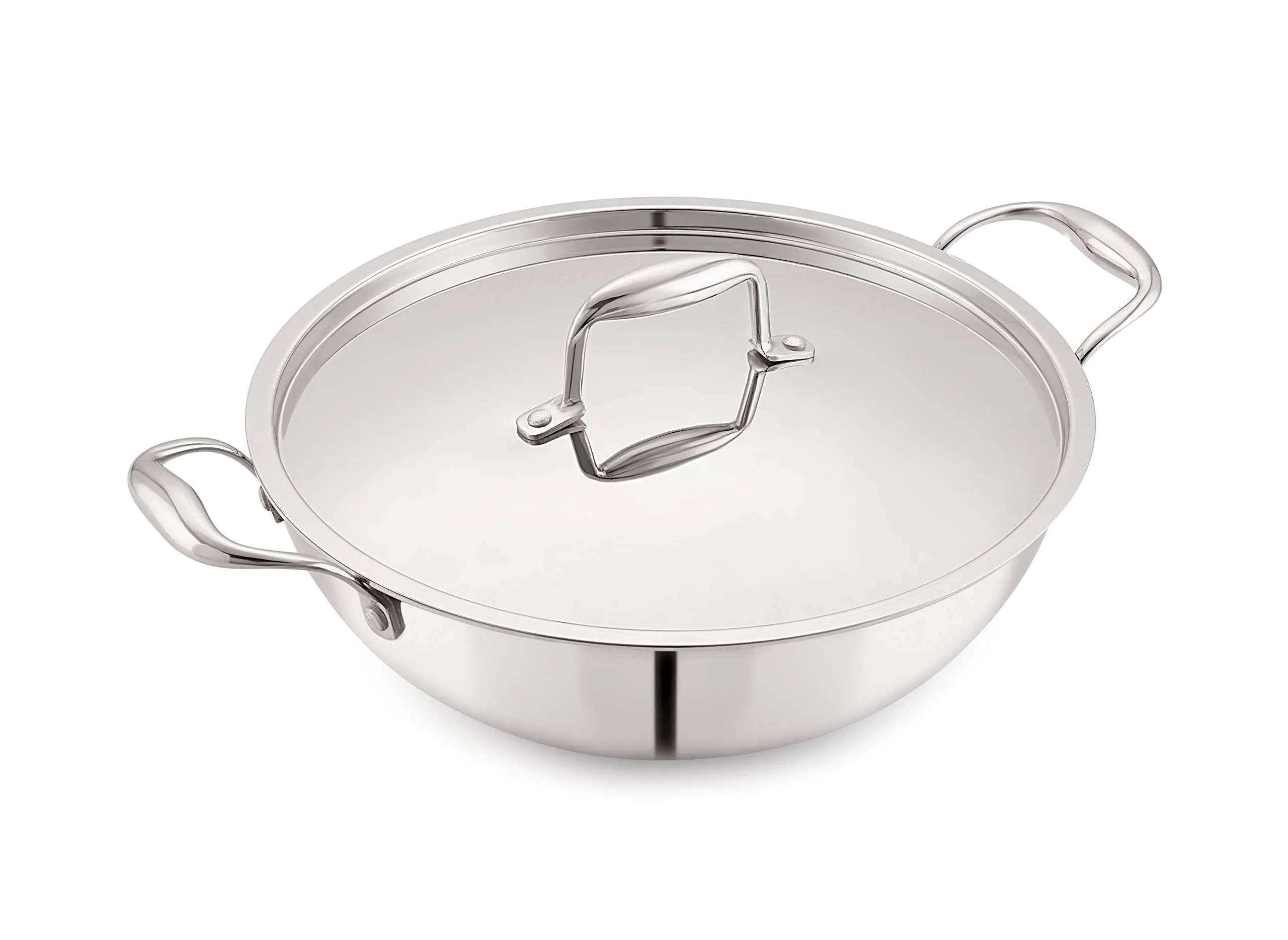 Magnus Triply Stainless Steel Kadai with Stainless Steel Lid,26 cm,3.4 L (Induction and Gas Stove Compatible)