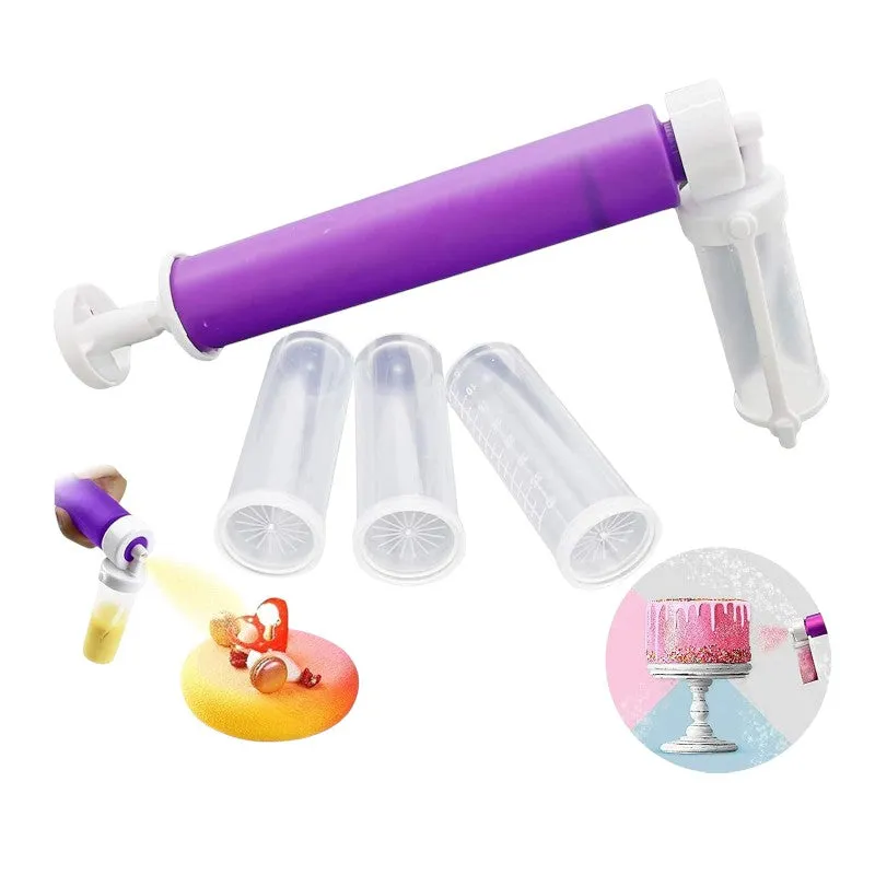 Manual Airbrush for Decorating Cakes with 4pcs Cake Spray Tube