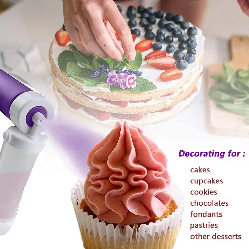 Manual Airbrush for Decorating Cakes with 4pcs Cake Spray Tube