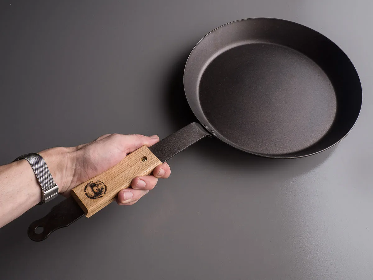 Netherton Foundry - Spun Iron - 12" Steak Pan - Heavy Duty Skillet - Removable Wood Grip