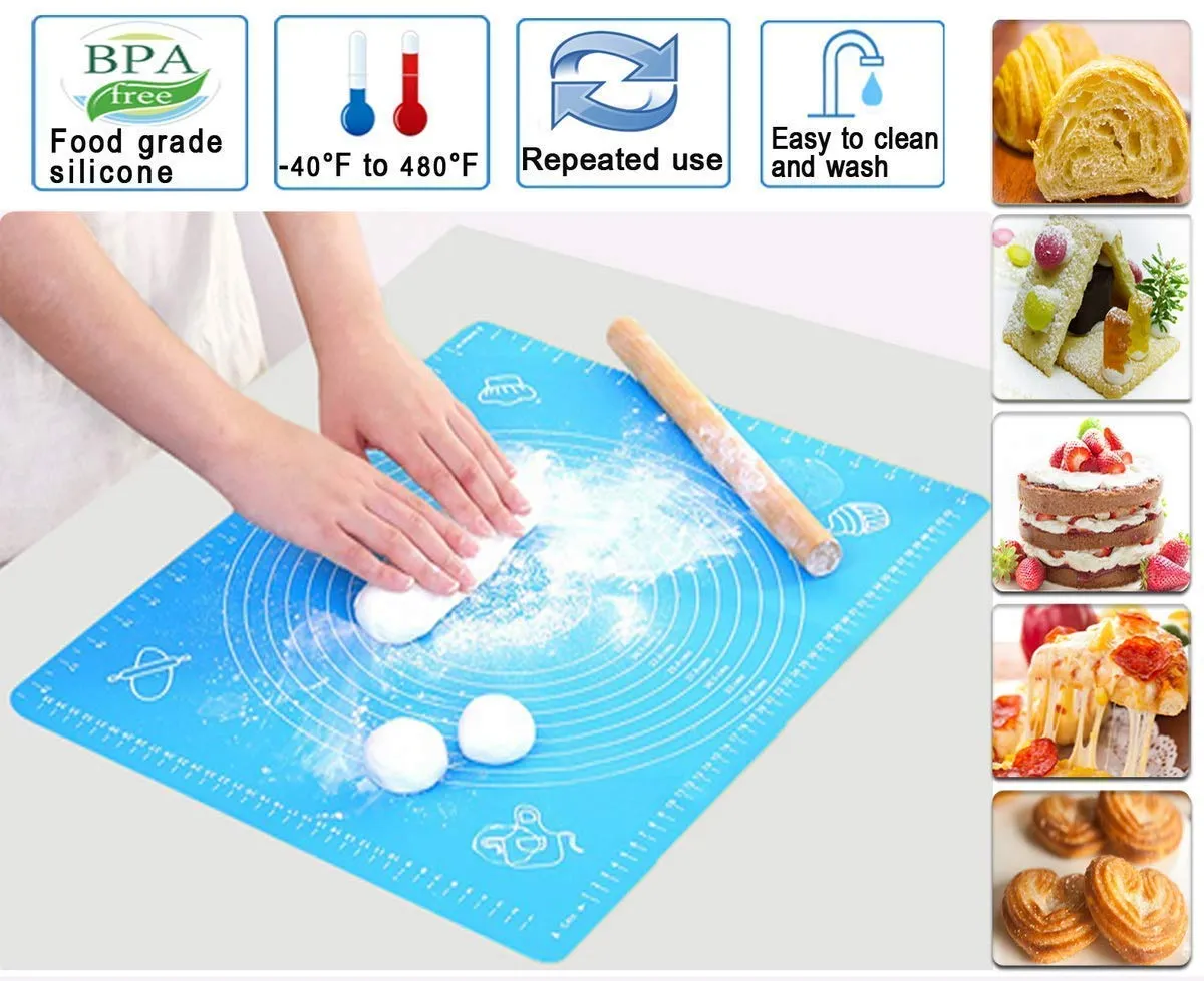 Non-Stick Silicone Baking Mat With Measurements Heat Resistant Cookie Sheet Oven Liner (Multi color) 40x50 cm