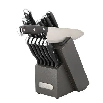 Open Box - Farberware 14pc Knife Block Set Edgekeeper Sharpener Graphite