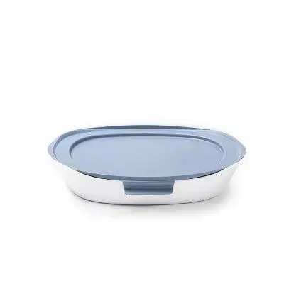 Open Box - Rubbermaid DuraLite Glass Bakeware 2.5qt Rectangle Baking Dish with Shadow Blue