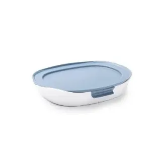 Open Box - Rubbermaid DuraLite Glass Bakeware 2.5qt Rectangle Baking Dish with Shadow Blue