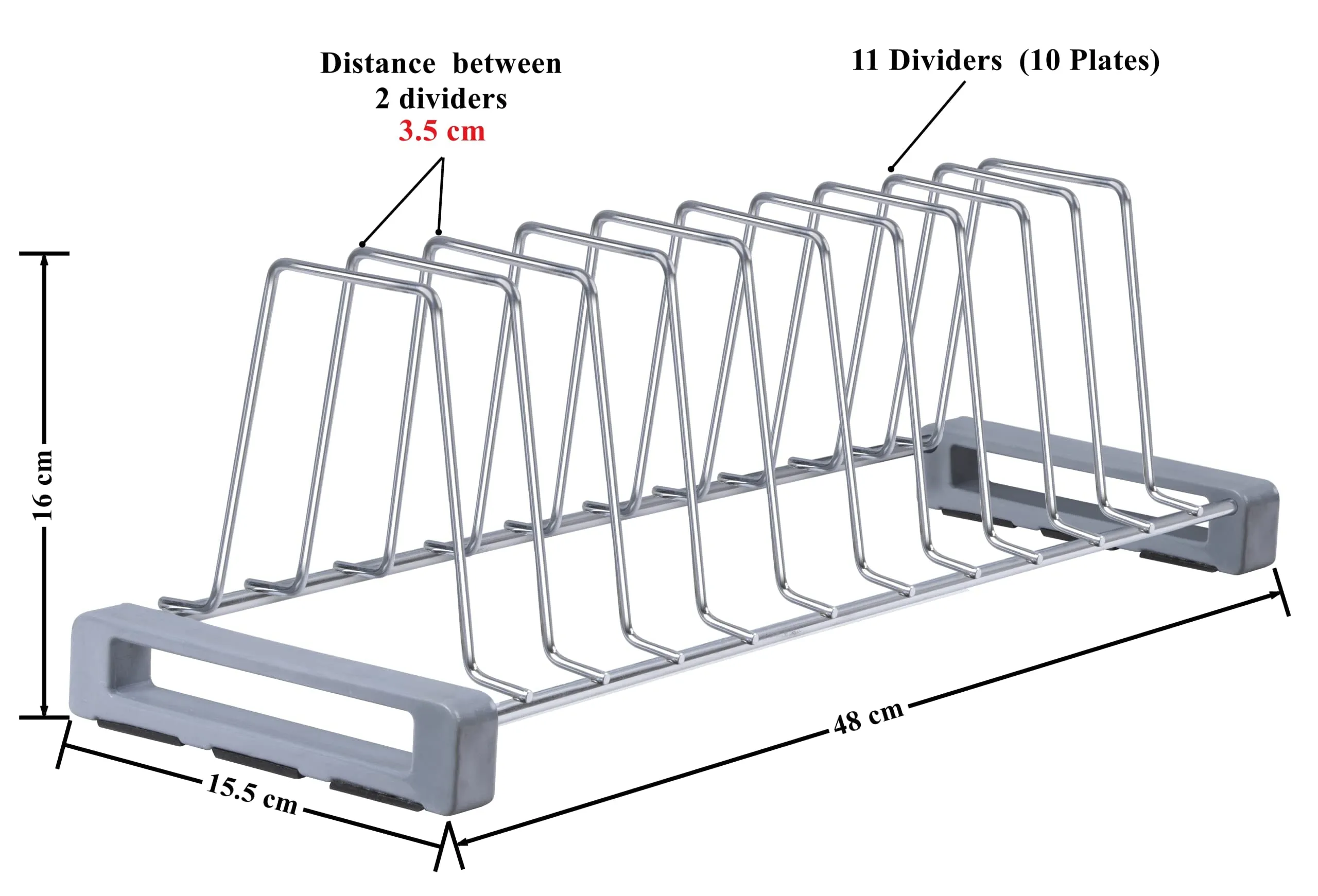 Plantex Stainless Steel Dish Rack/Plate Stand/Thali Stand for Modular Kitchen/Tandem Box Accessories - Pack of 1 (Chrome Finish)