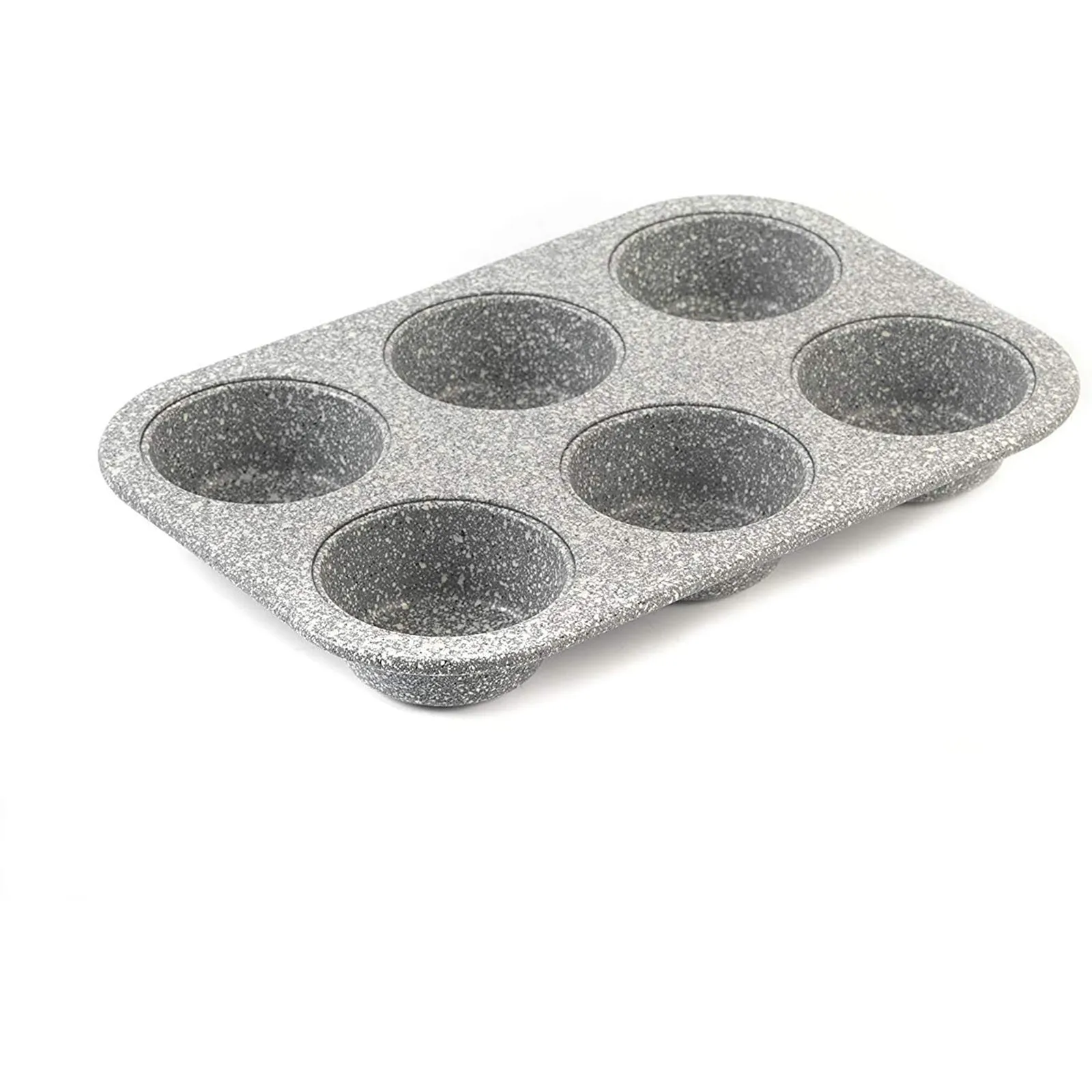 Premium Marble Collection Non-Stick Carbon Steel Muffin and Cupcake Baking Pan, 6-Cup