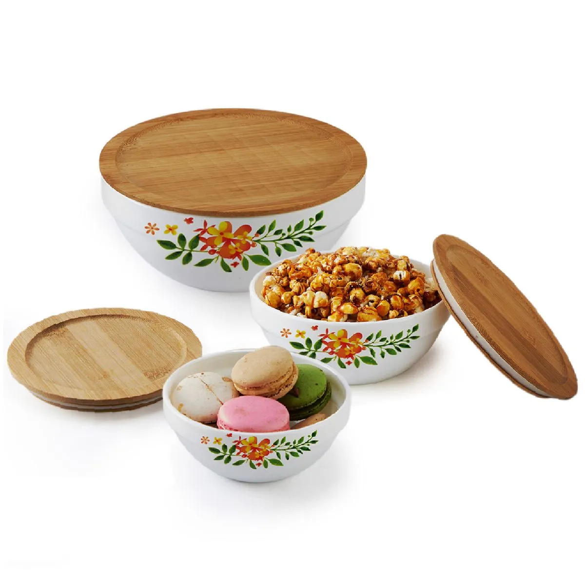 Royale Series Mixing bowls with bamboo lid Gift Set, 3 Pieces