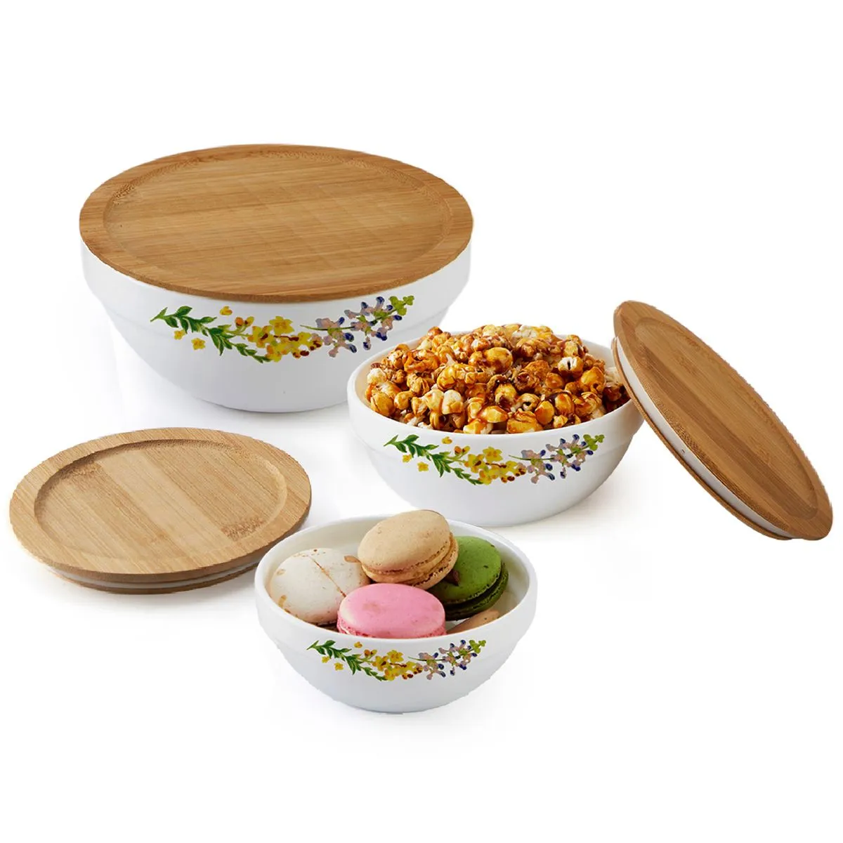 Royale Series Mixing bowls with bamboo lid Gift Set, 3 Pieces