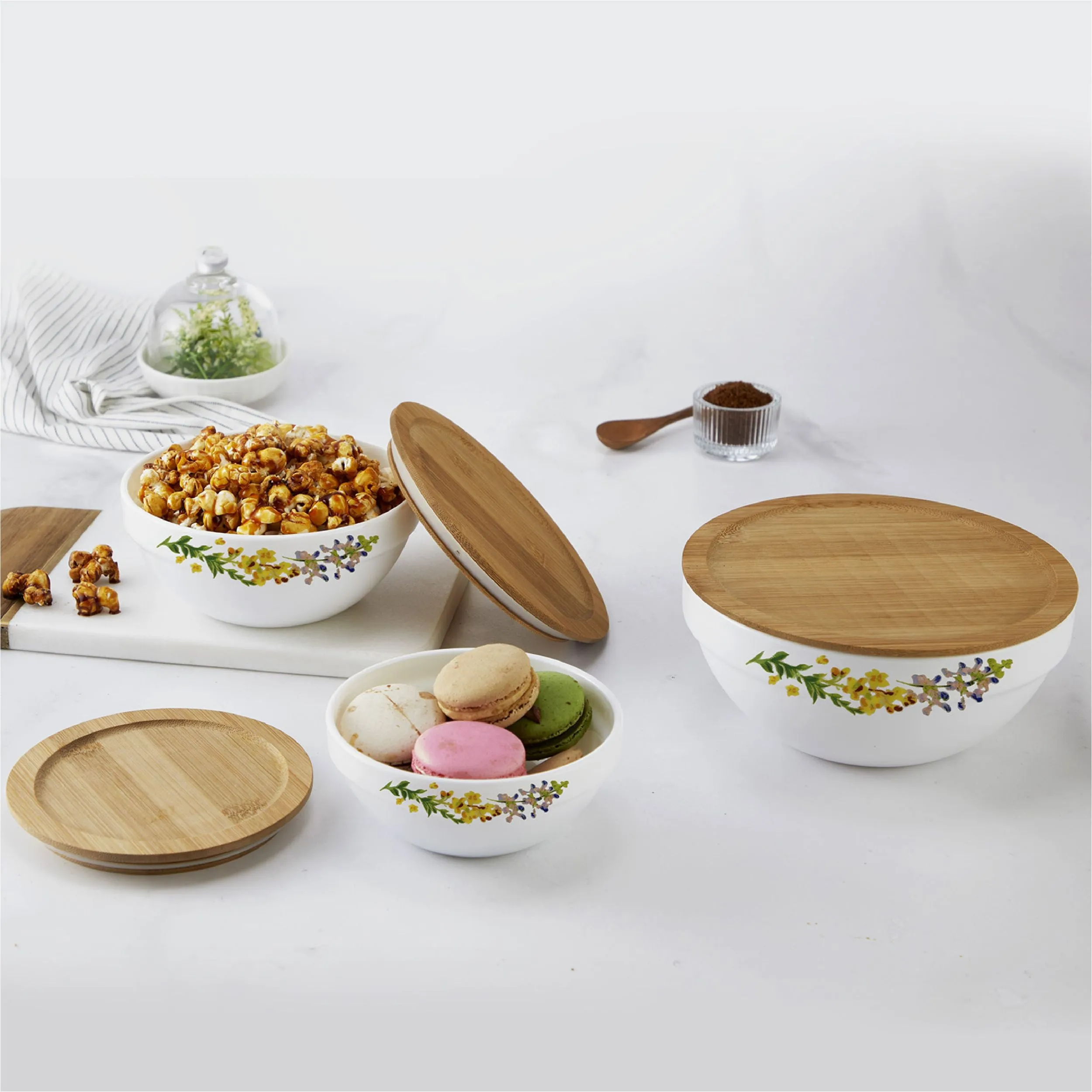 Royale Series Mixing bowls with bamboo lid Gift Set, 3 Pieces