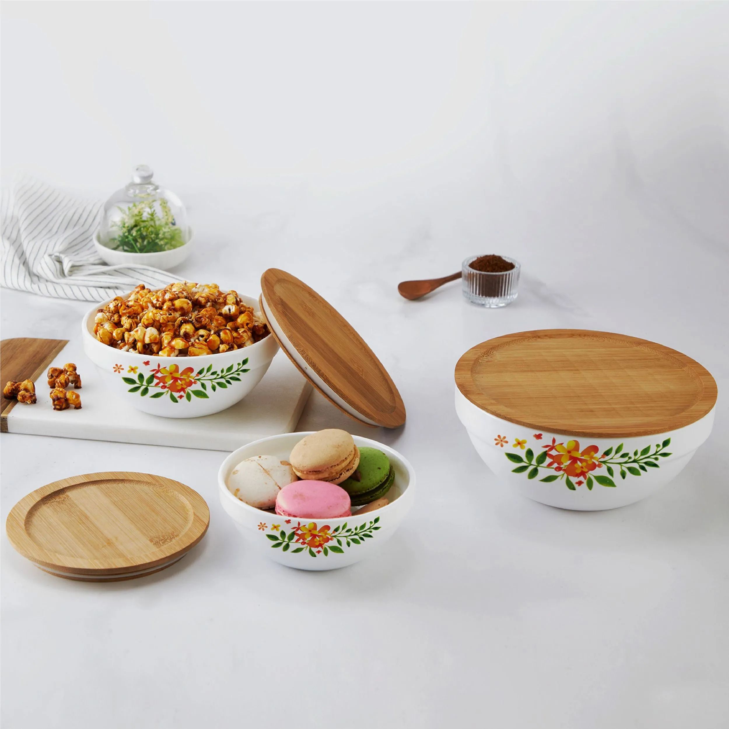 Royale Series Mixing bowls with bamboo lid Gift Set, 3 Pieces