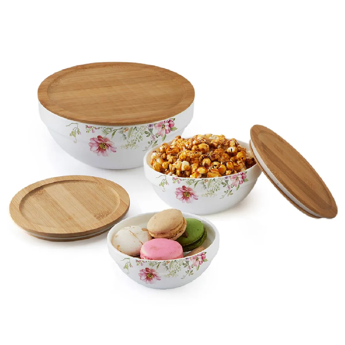 Royale Series Mixing bowls with bamboo lid Gift Set, 3 Pieces