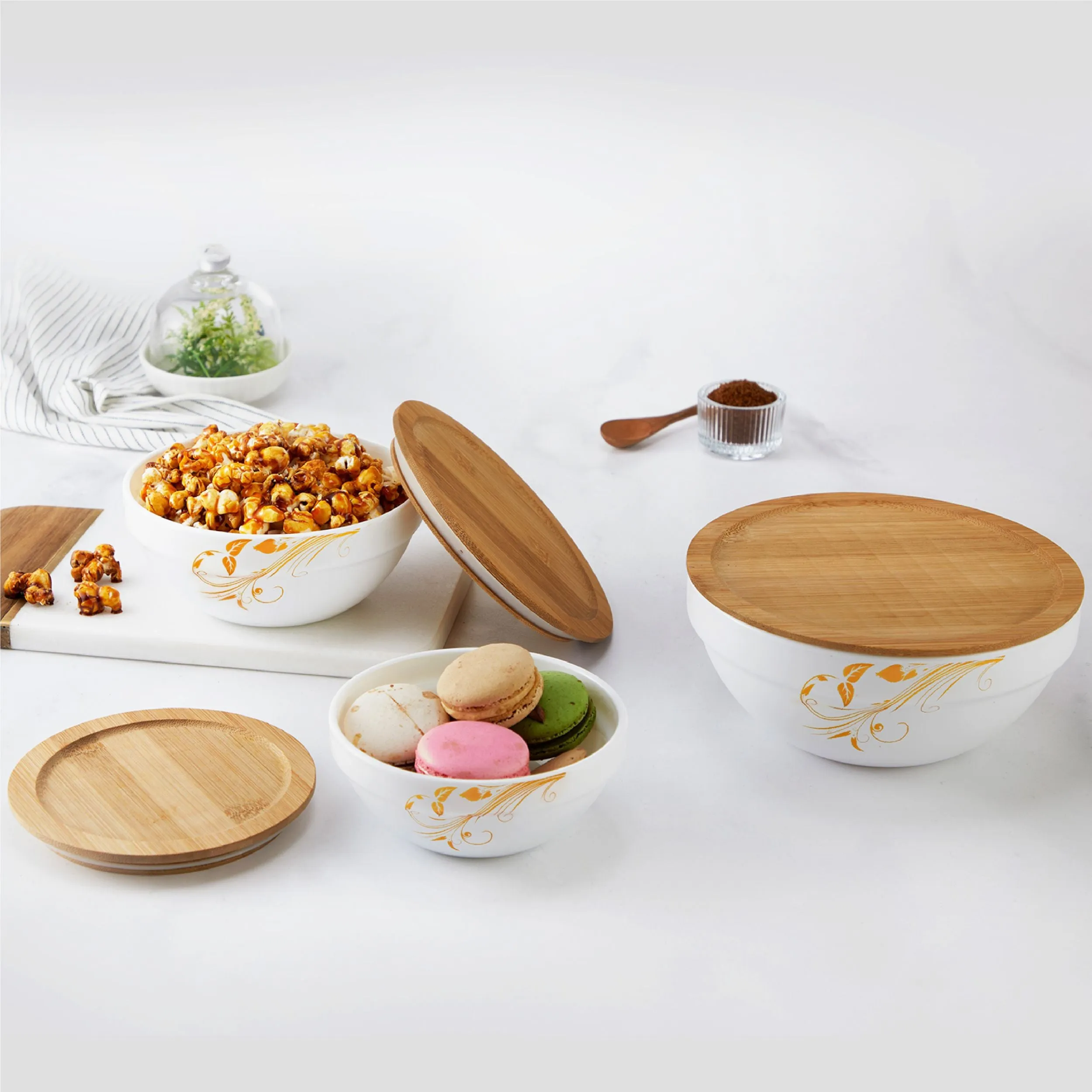 Royale Series Mixing bowls with bamboo lid Gift Set, 3 Pieces