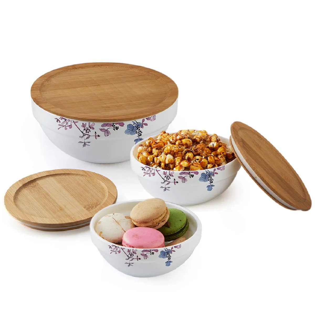 Royale Series Mixing bowls with bamboo lid Gift Set, 3 Pieces