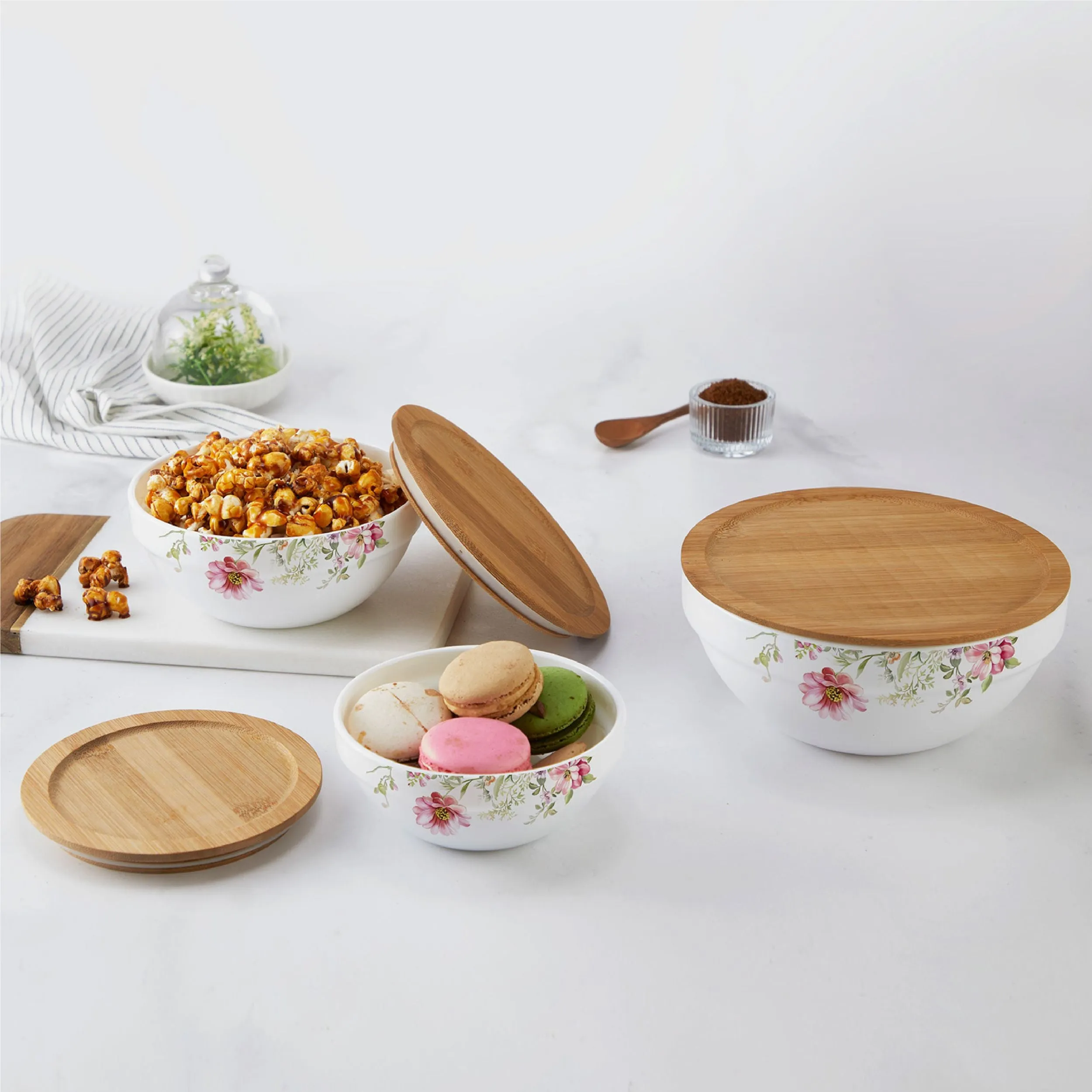 Royale Series Mixing bowls with bamboo lid Gift Set, 3 Pieces