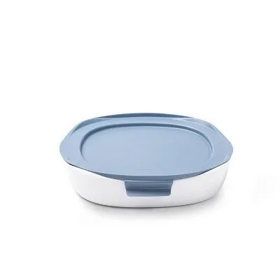 Rubbermaid DuraLite Glass Bakeware 1.75qt Square Baking Dish with Shadow Blue