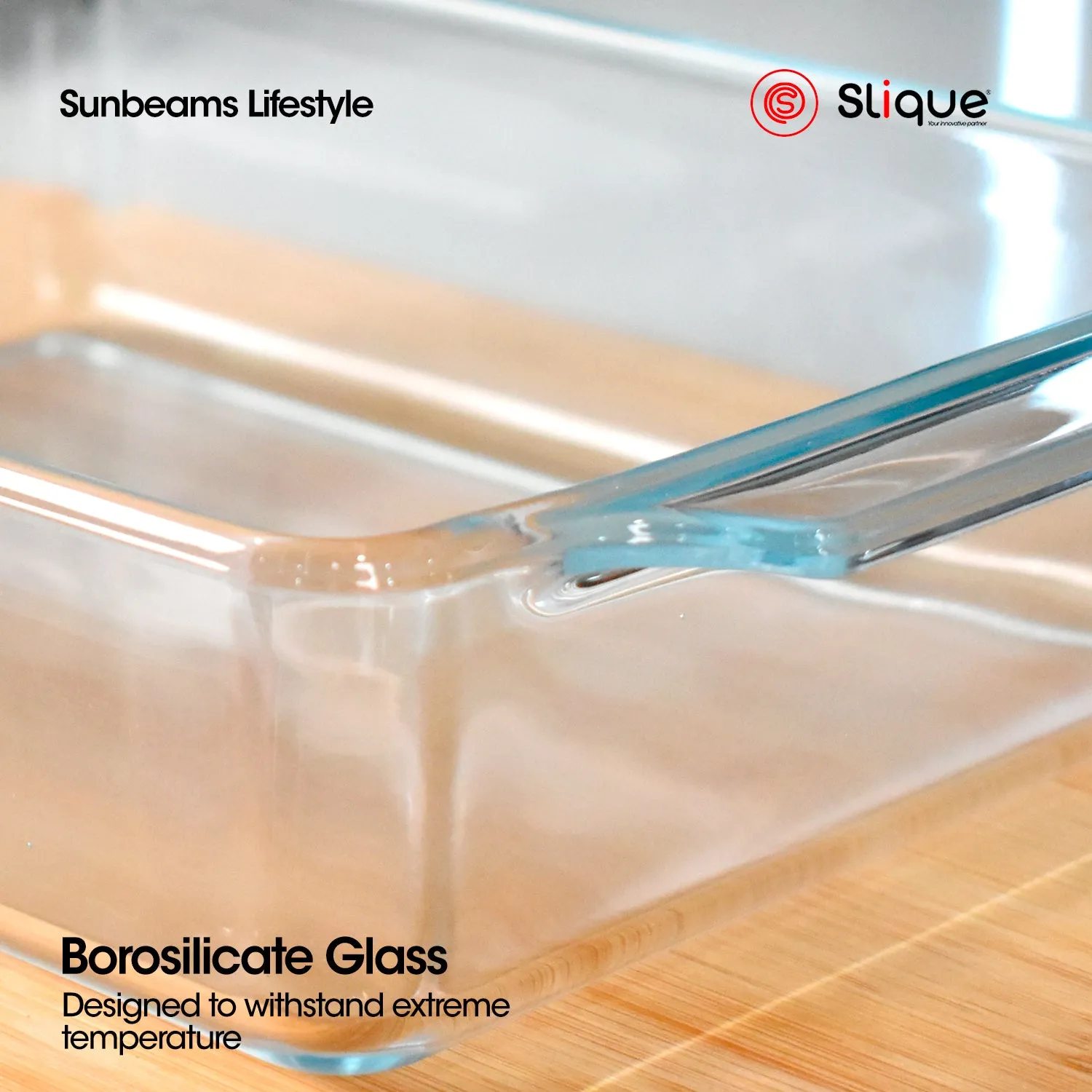 SLIQUE Premium Borosilicate Rectangular Glass Baking Dish 1000ml