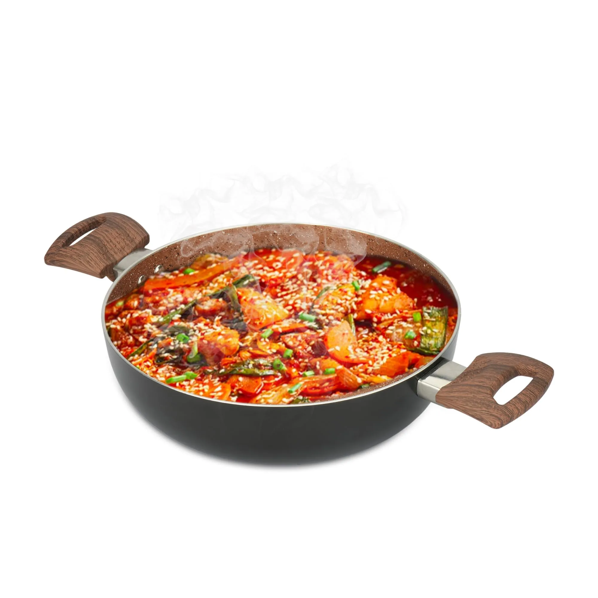 USHA SHRIRAM Non Stick Kadai with Lid | 26 cm | 3.6 L Capacity | Gas Cookware | Non Stick Cookware | Aluminium Kadai with Lid | Deep Base Kadai | Deep Fry Kadai (Majestic Midnight)