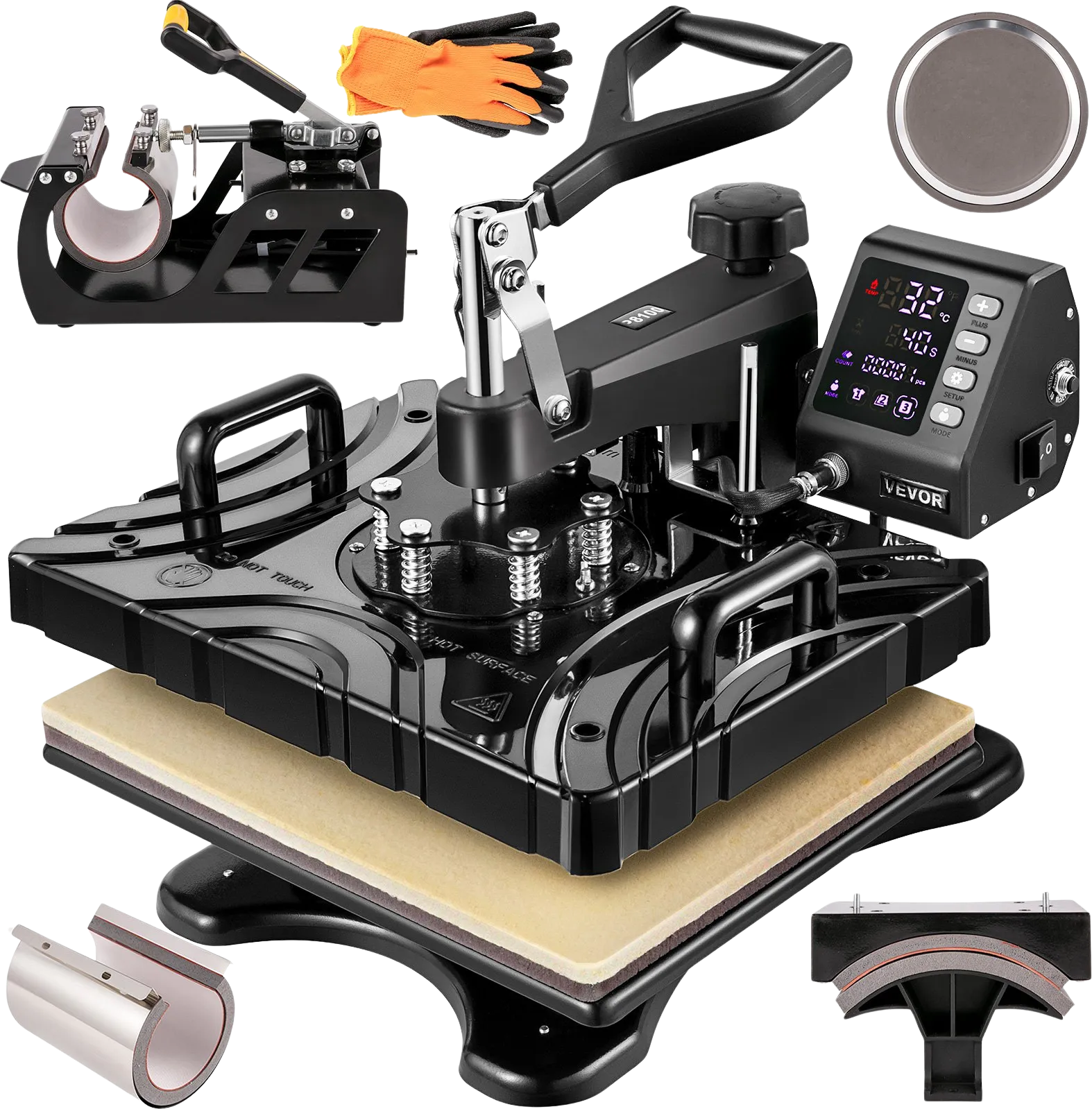 Vevor Heat Press 6-in-1 Sublimation Machine 12" x 15" with Swing Away 800W Black New