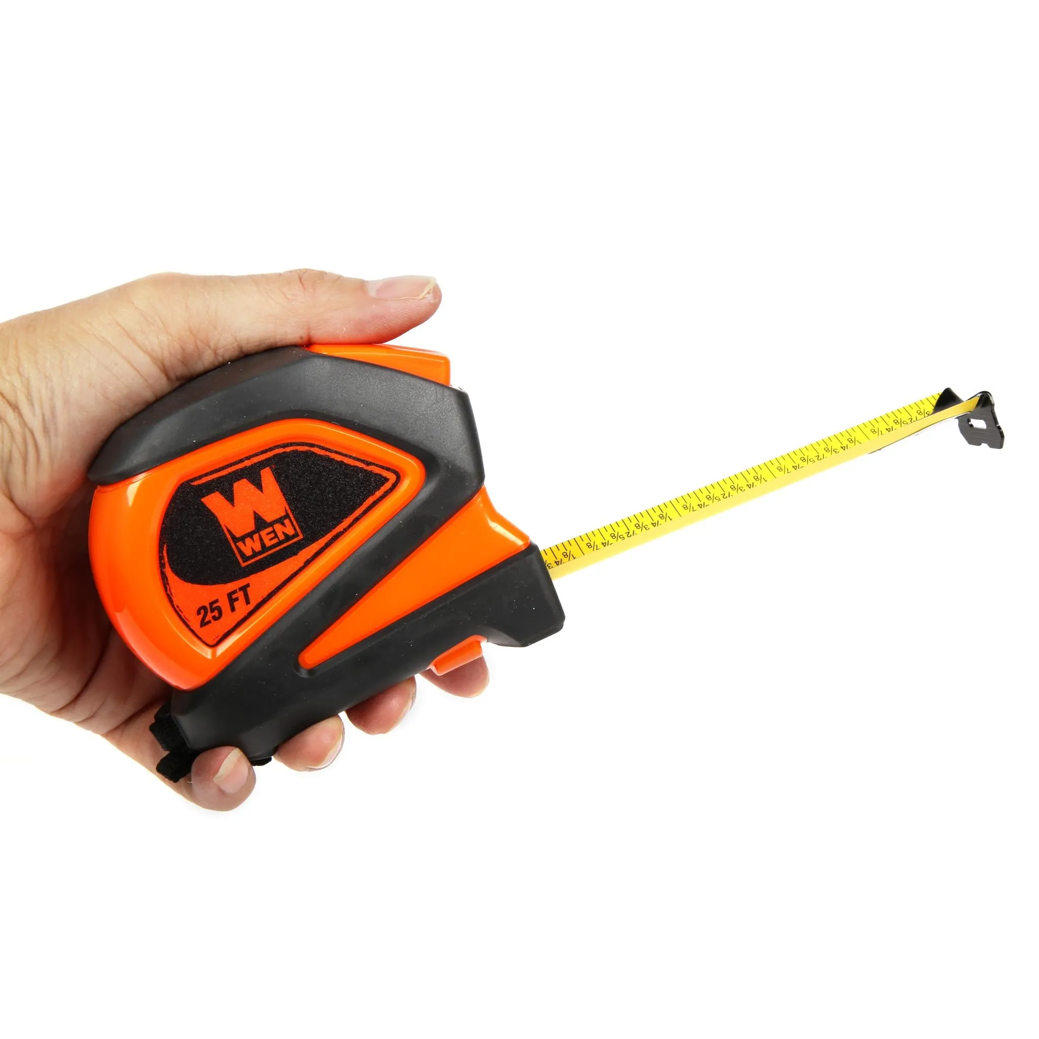 WEN ME425T 25-Foot Measuring Tape with Automatic Brake and Dual-Release Triggers